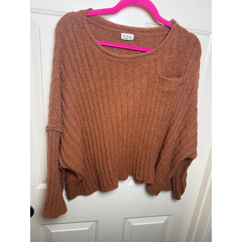 POL Womens Oversized Fuzzy Knit Sweater